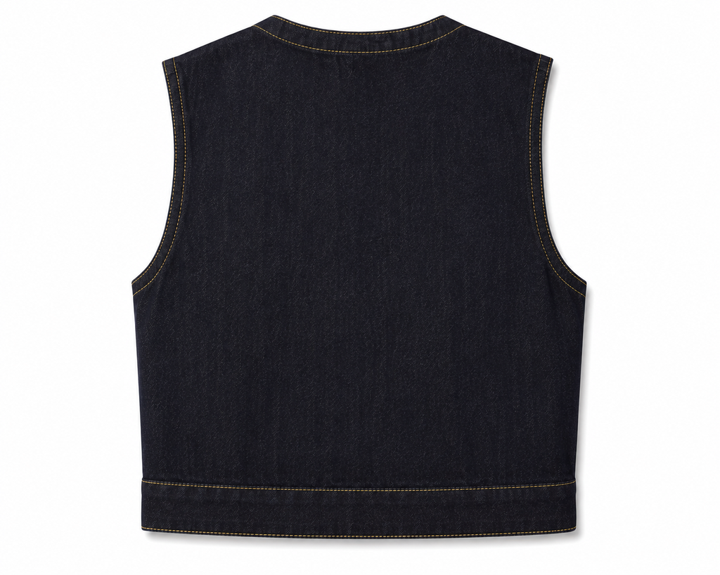 JB4 Dark Indigo Denim Vest – Contrast Stitch
