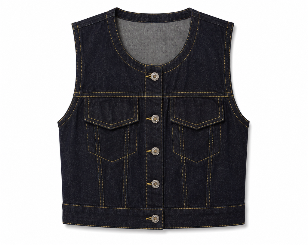 JB4 Dark Indigo Denim Vest – Contrast Stitch