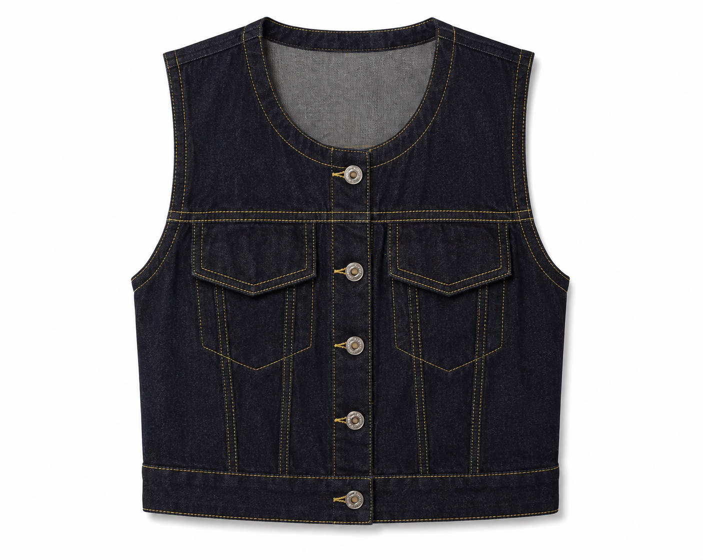 JB4 Dark Indigo Denim Vest – Contrast Stitch