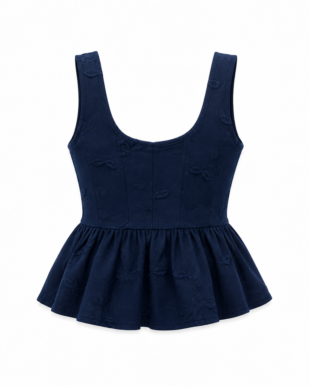 Just B4 Navy Embroidered Peplum Top