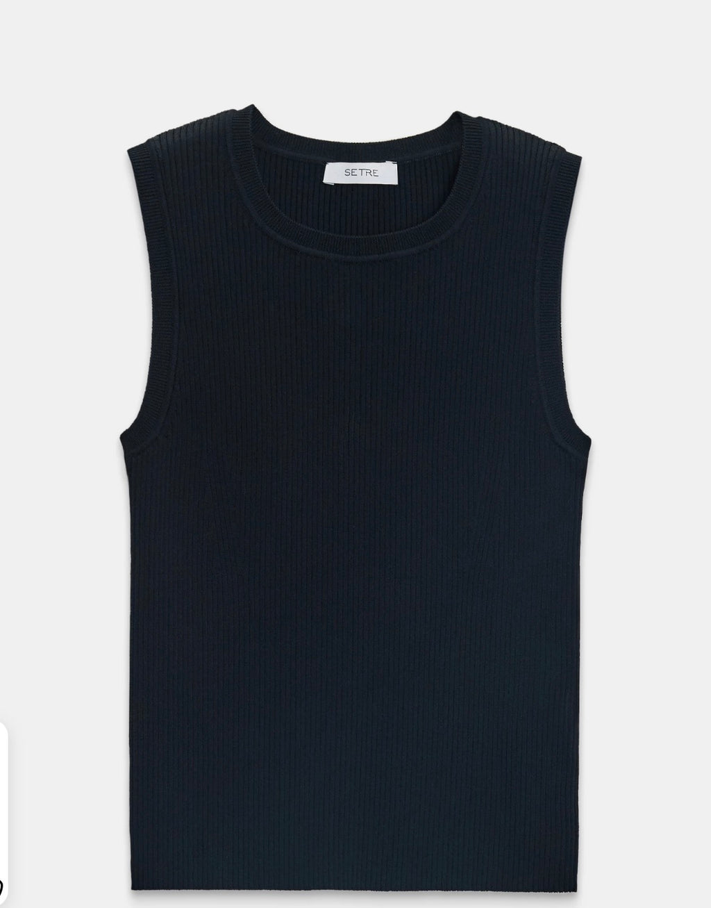 Black Ribbed Crew-Neck Sleeveless Knit Top