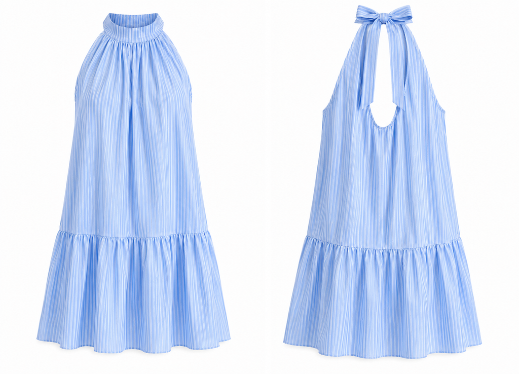 Vicolo Striped Halter Mini Dress