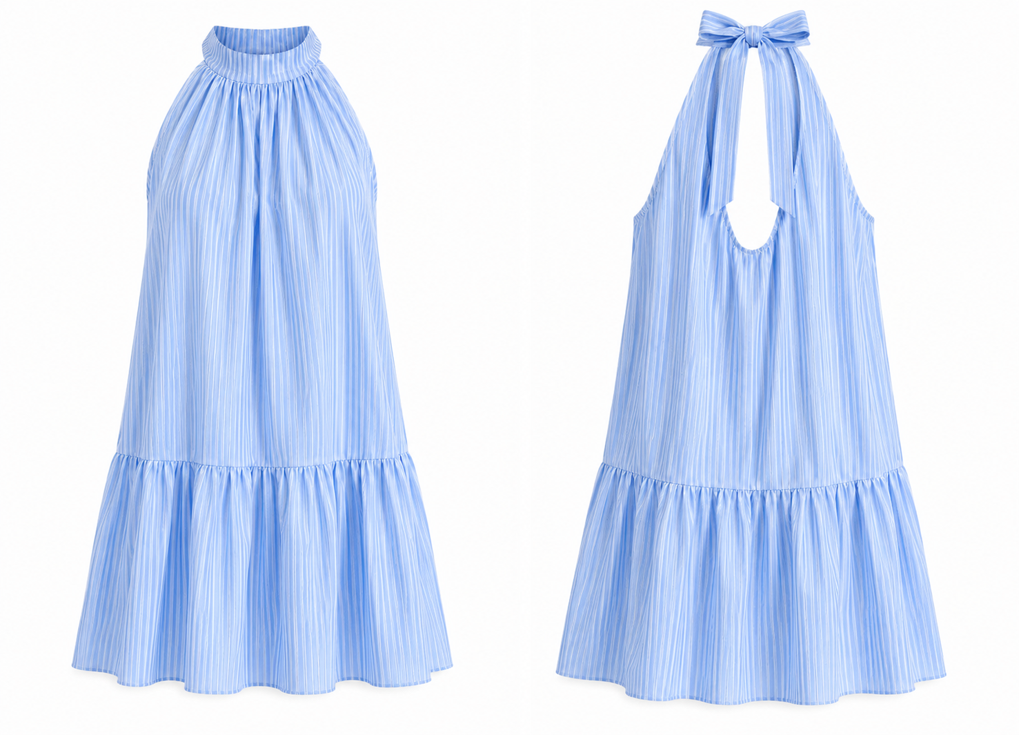 Vicolo Striped Halter Mini Dress