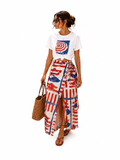 Vicolo Cotton Abstract Nautical Wrap Skirt