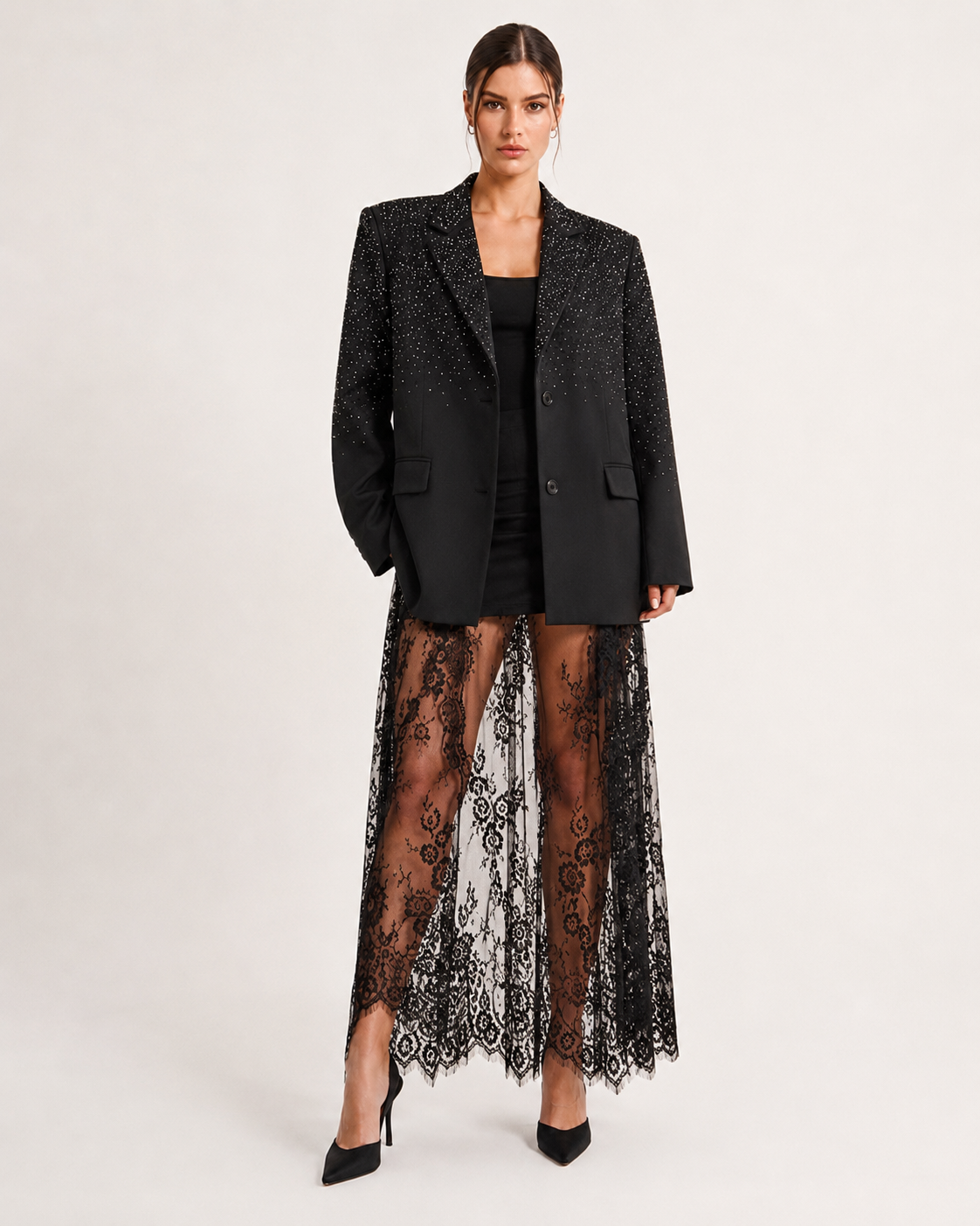 Degrees Rhinestone Oversized Blazer