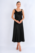 Explosion Satin Little Black Dress
