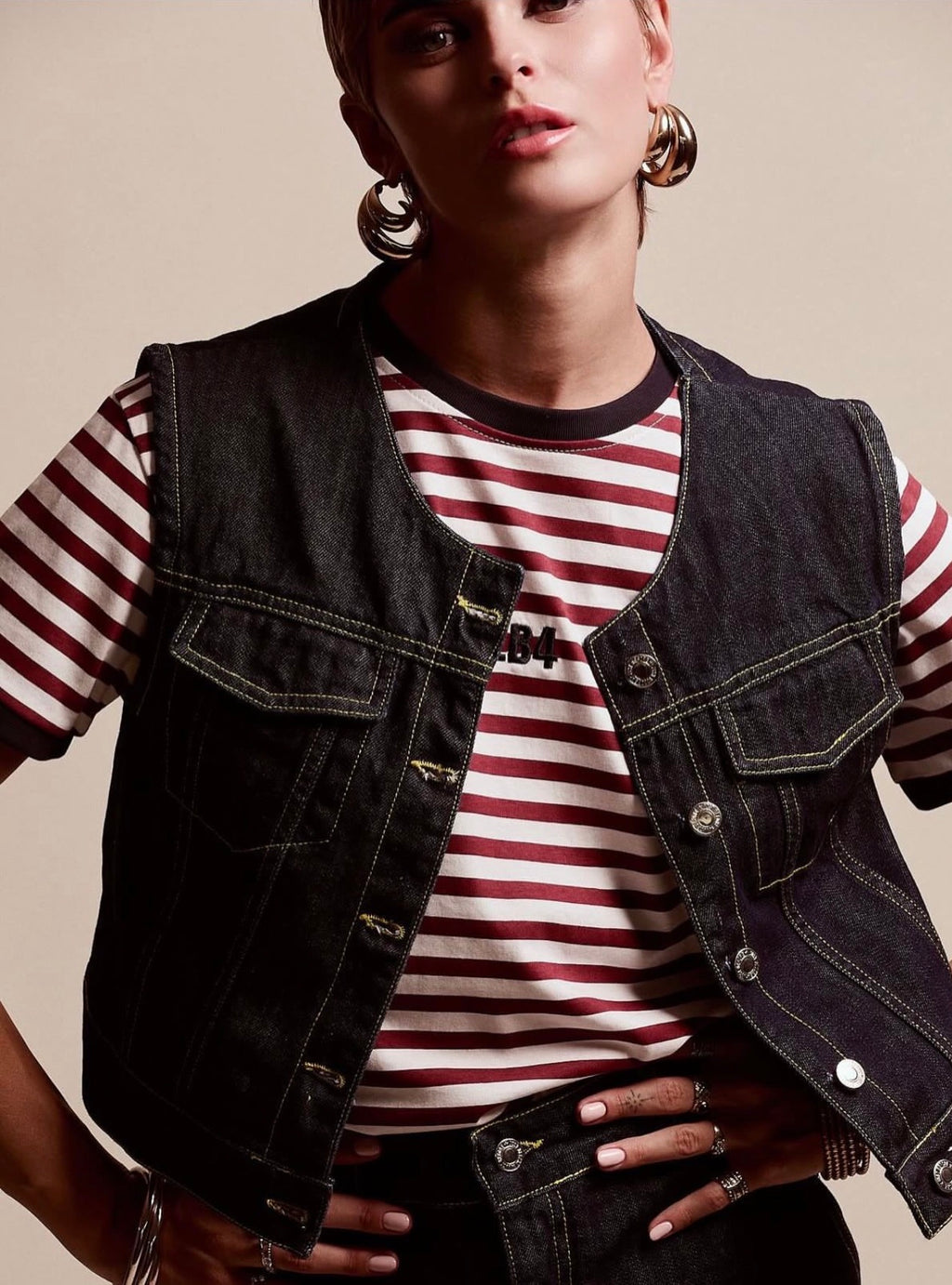 JB4 Dark Indigo Denim Vest – Contrast Stitch