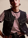 JB4 Dark Indigo Denim Vest – Contrast Stitch
