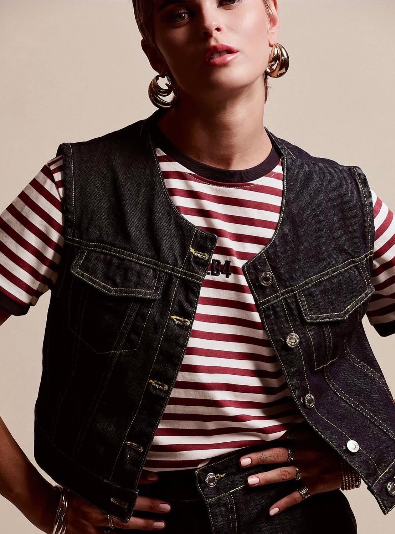 JB4 Dark Indigo Denim Vest – Contrast Stitch