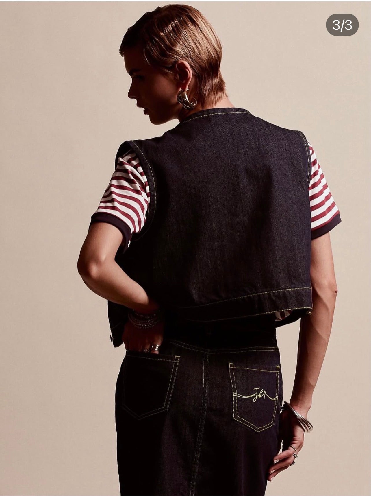 JB4 Dark Indigo Denim Vest – Contrast Stitch