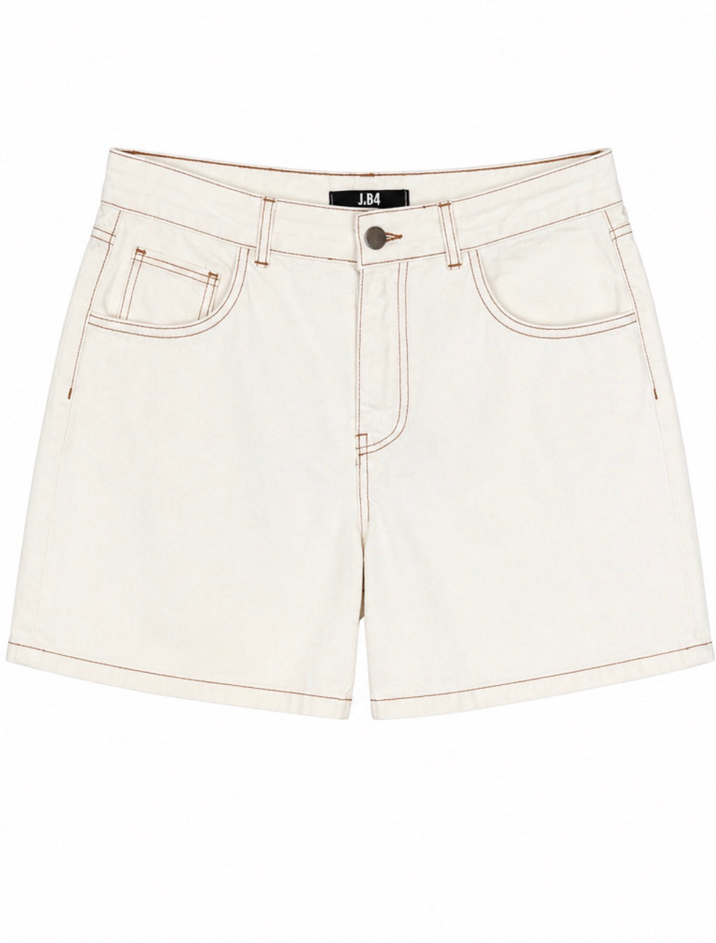 Just B4 Contrast-Stitch Denim Shorts