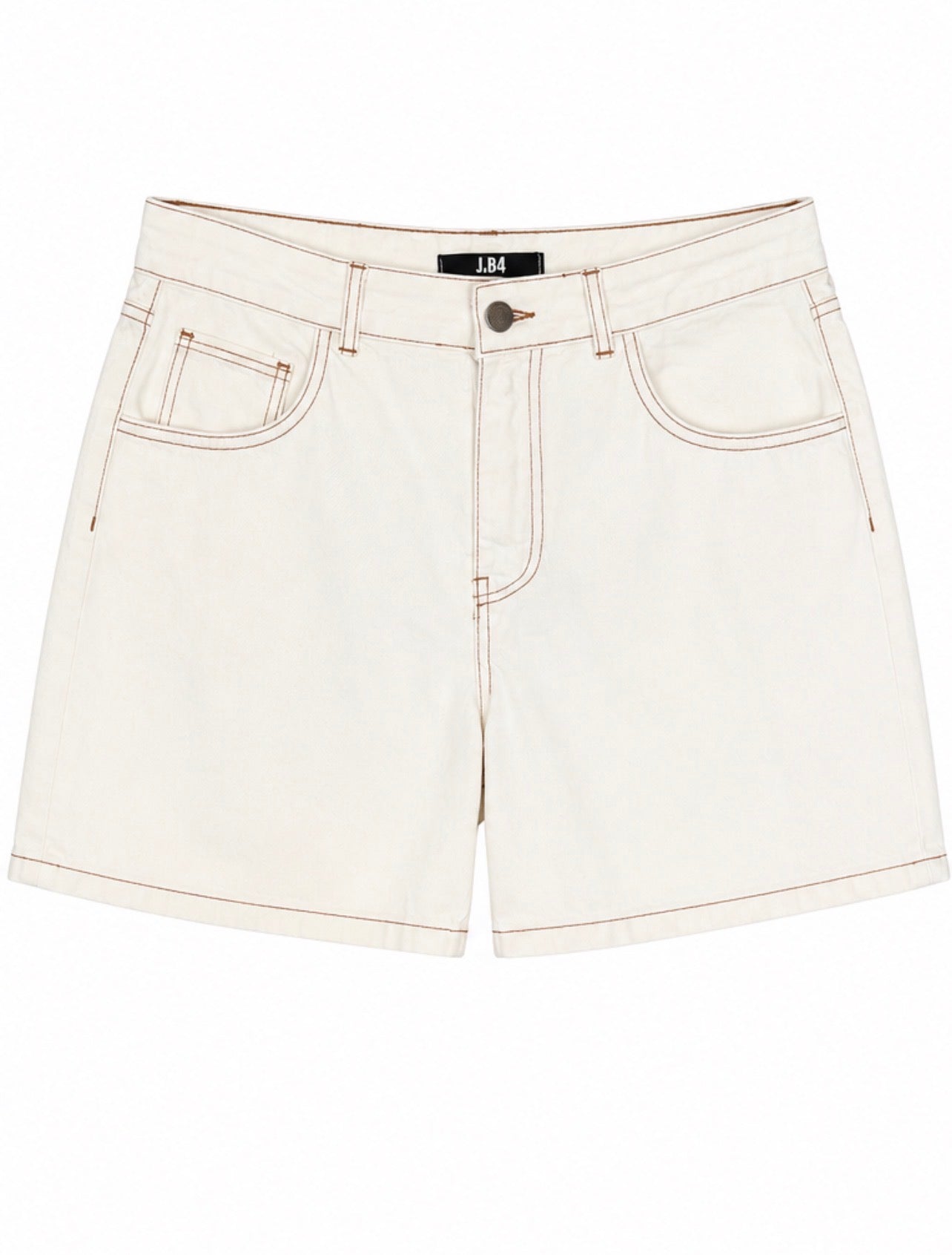 Just B4 Contrast-Stitch Denim Shorts