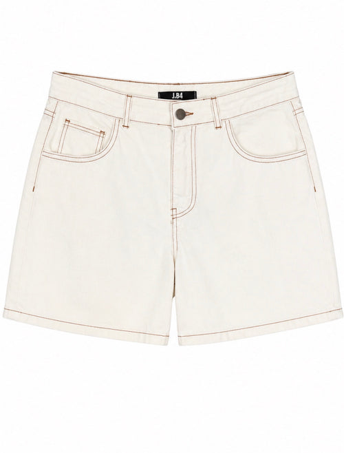 Just B4 Contrast-Stitch Denim Shorts